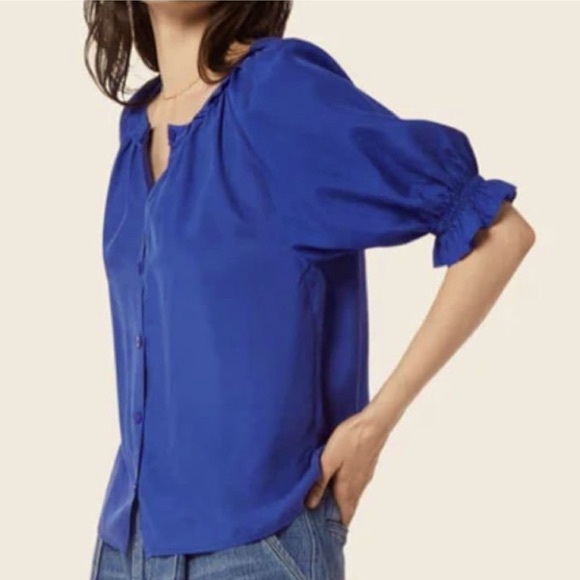 JOIE Moneta Silk Blouse - Clematis Blue - Picture 4 of 6